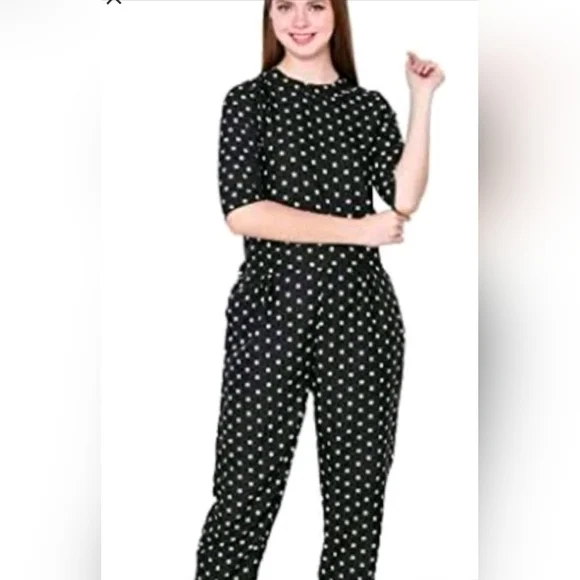 Polka dot full sleeve jumpsuit - Picture 1 of 5